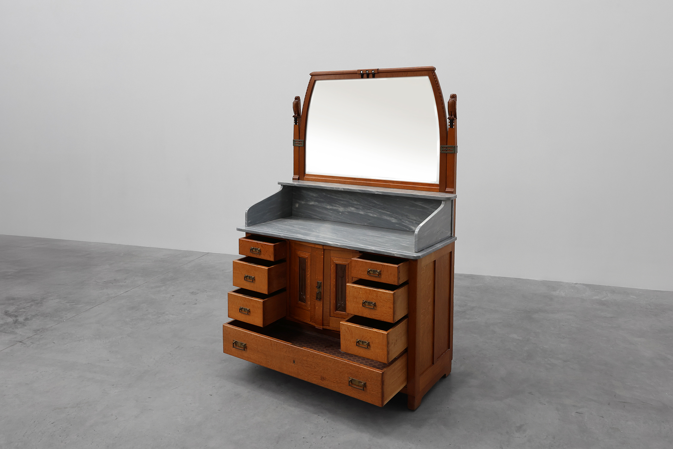 Art Nouveau mirrored sideboard attr. to De Coene with artwork by Geo Verbanck, Belgium ca. 1905thumbnail